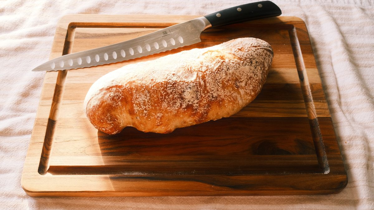 Rosemary sea salt ciabatta dusted with flour