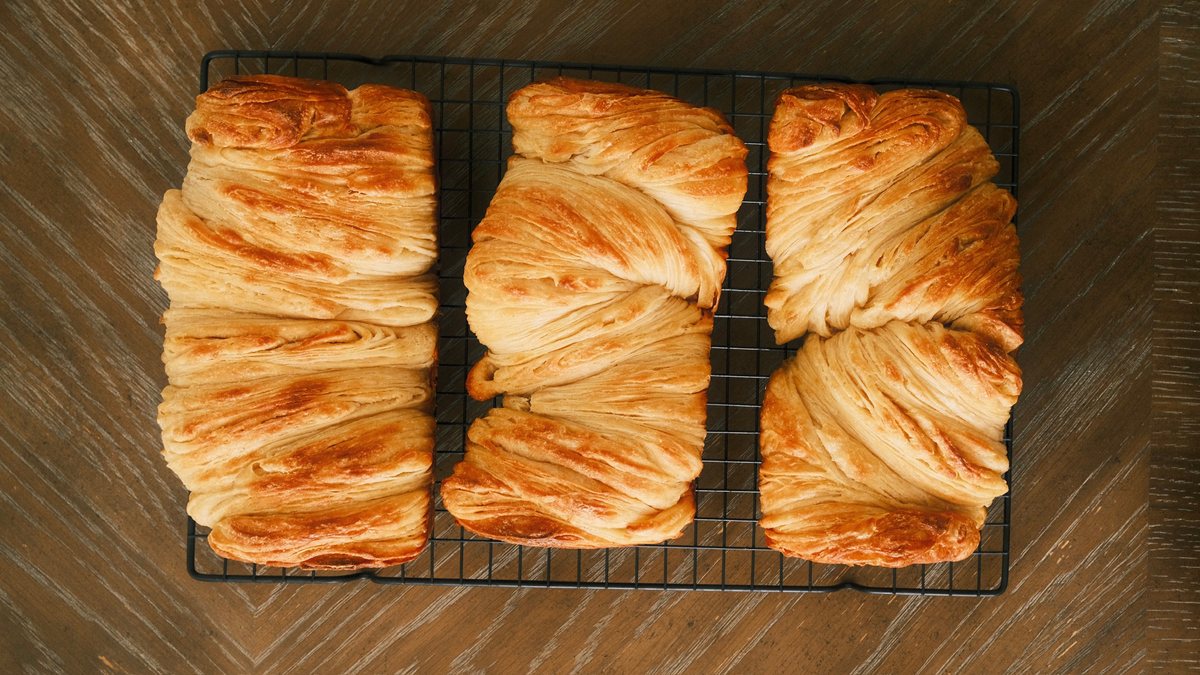 Croissant bread showing buttery layers