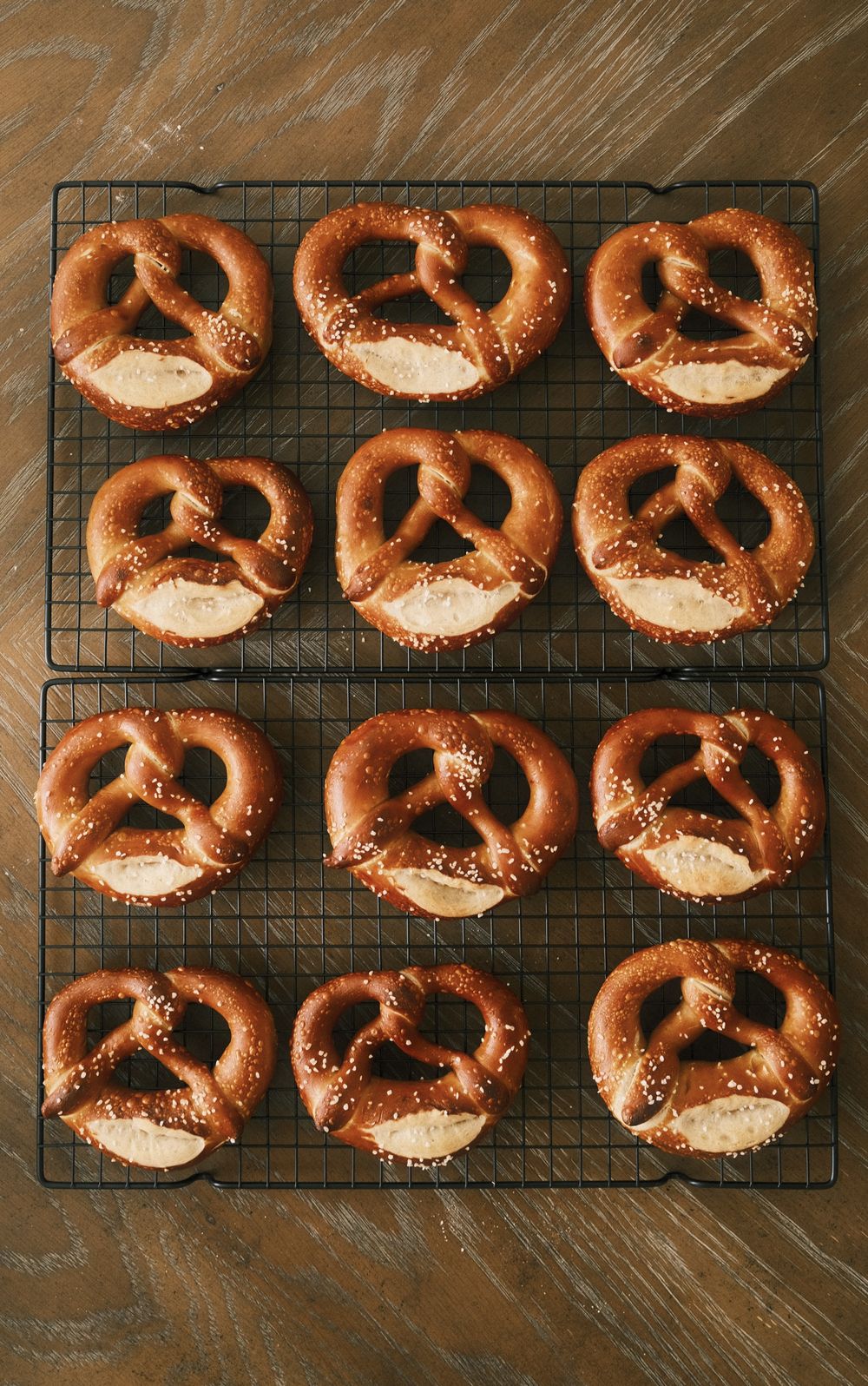 German-style Bavarian pretzels with coarse salt